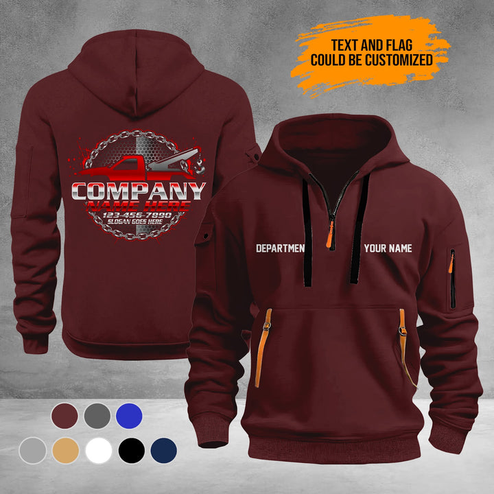 Personalized Name Tow Truck 3D Printed Quarter Zip Hoodie PU950