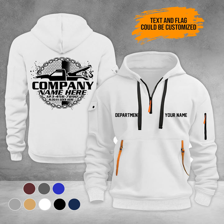 Personalized Name Tow Truck 3D Printed Quarter Zip Hoodie PU950