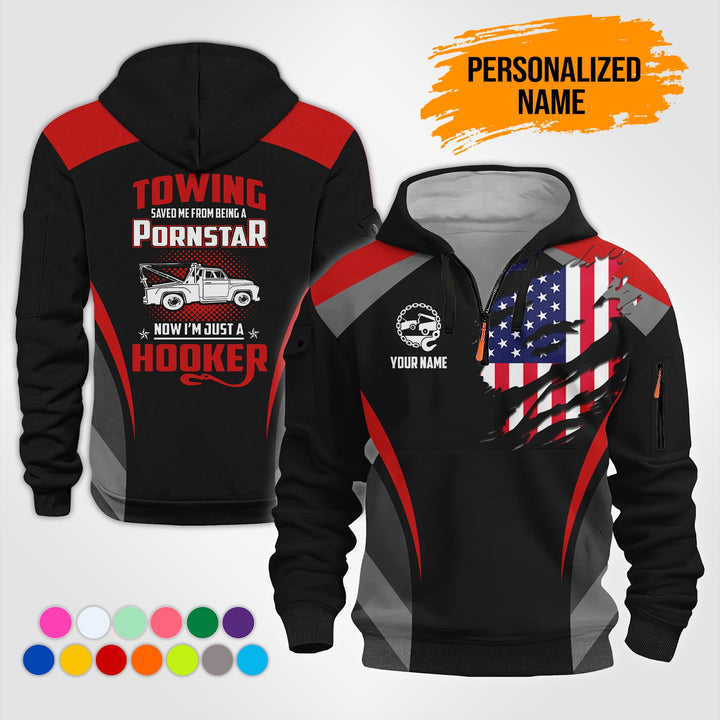 Personalized Name Love Tow Truck 3D Printed Quarter Zip Hoodie NB330