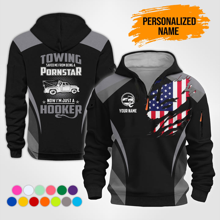 Personalized Name Love Tow Truck 3D Printed Quarter Zip Hoodie NB330