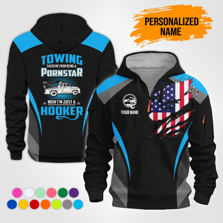 Personalized Name Love Tow Truck 3D Printed Quarter Zip Hoodie NB330