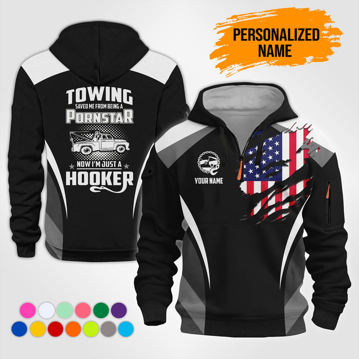 Personalized Name Love Tow Truck 3D Printed Quarter Zip Hoodie NB330