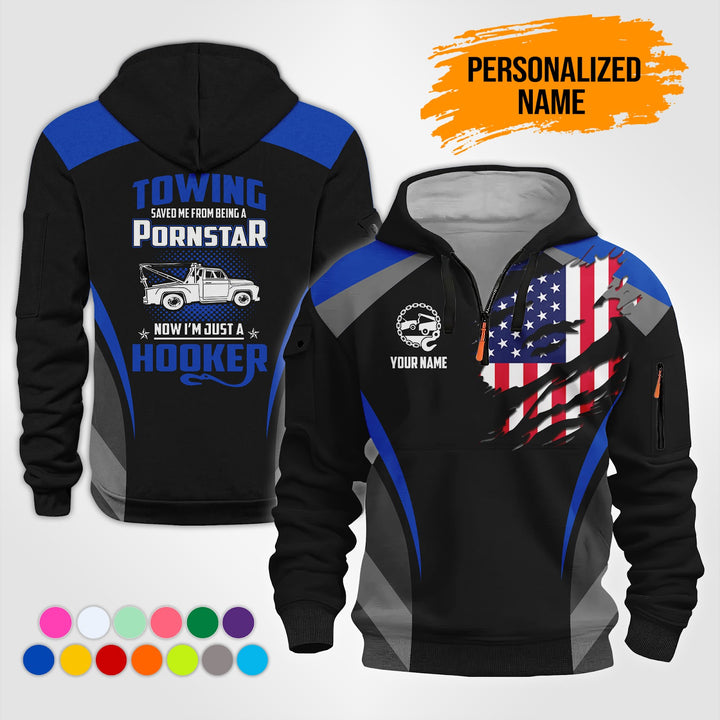 Personalized Name Love Tow Truck 3D Printed Quarter Zip Hoodie NB330