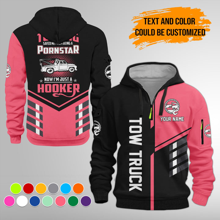 Personalized Name Tow Truck American 3D Quarter Zip Hoodie FY743