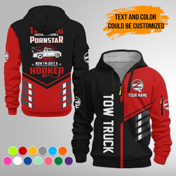 Personalized Name Tow Truck American 3D Quarter Zip Hoodie FY743