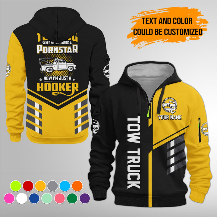 Personalized Name Tow Truck American 3D Quarter Zip Hoodie FY743