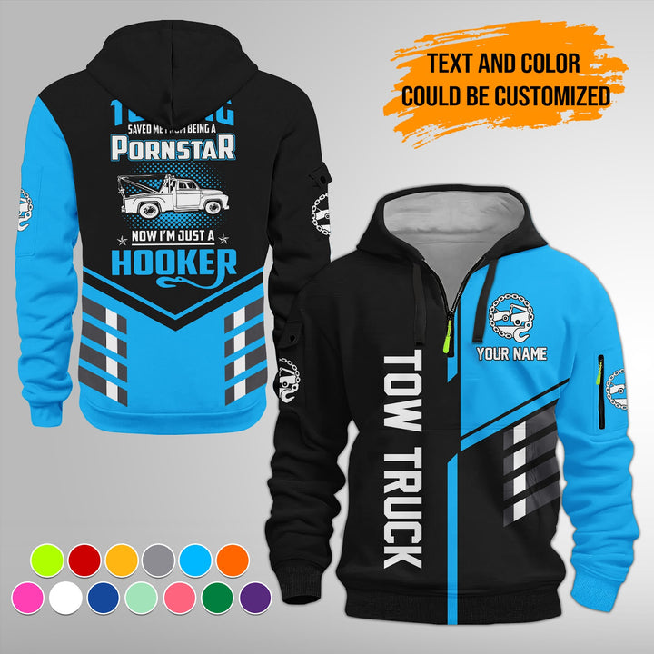 Personalized Name Tow Truck American 3D Quarter Zip Hoodie FY743