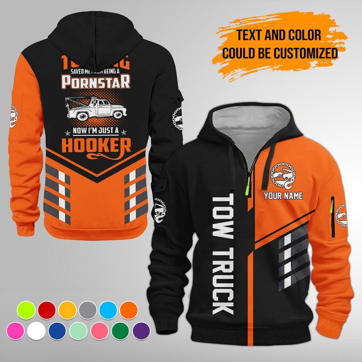 Personalized Name Tow Truck American 3D Quarter Zip Hoodie FY743
