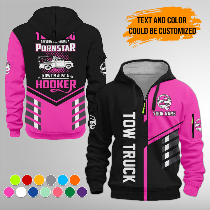 Personalized Name Tow Truck American 3D Quarter Zip Hoodie FY743