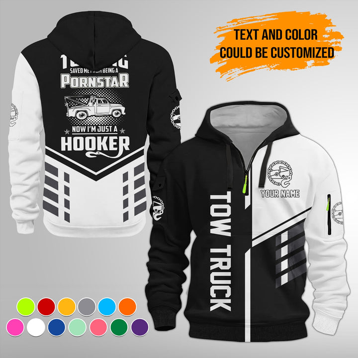 Personalized Name Tow Truck American 3D Quarter Zip Hoodie FY743
