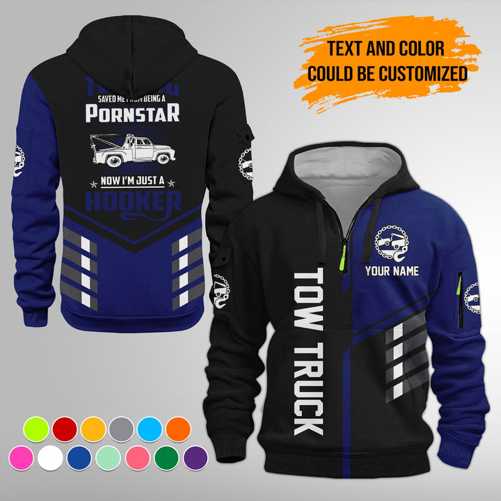 Personalized Name Tow Truck American 3D Quarter Zip Hoodie FY743