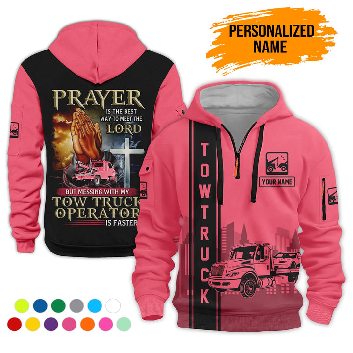 Personalized Name Tow Truck American 3D Quarter Zip Hoodie AZ781