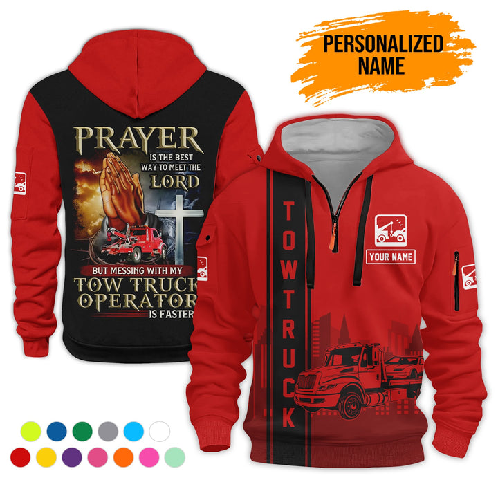 Personalized Name Tow Truck American 3D Quarter Zip Hoodie AZ781
