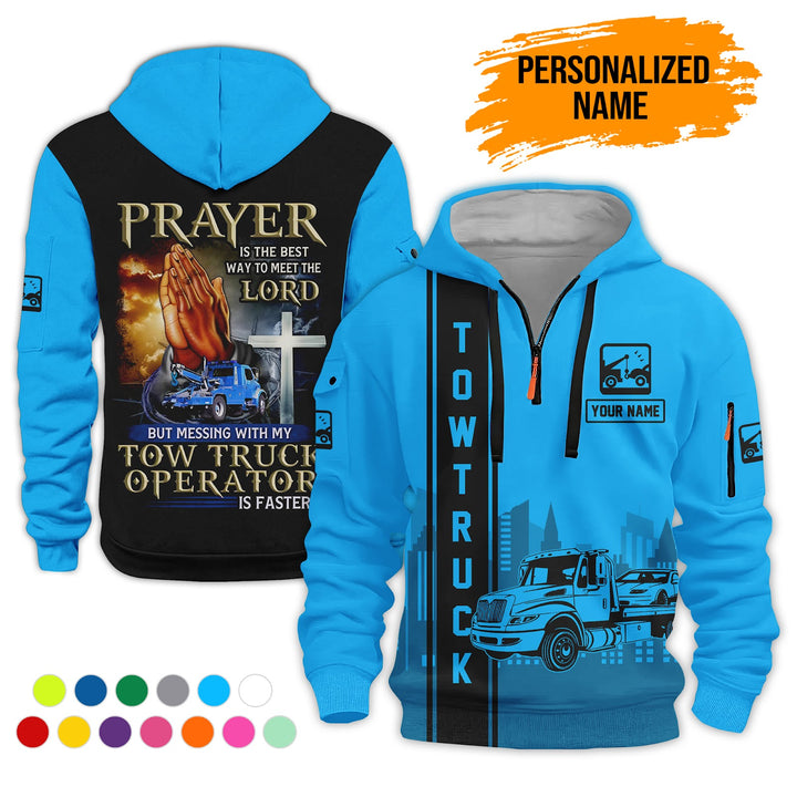 Personalized Name Tow Truck American 3D Quarter Zip Hoodie AZ781