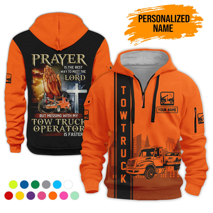 Personalized Name Tow Truck American 3D Quarter Zip Hoodie AZ781