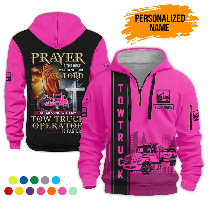 Personalized Name Tow Truck American 3D Quarter Zip Hoodie AZ781