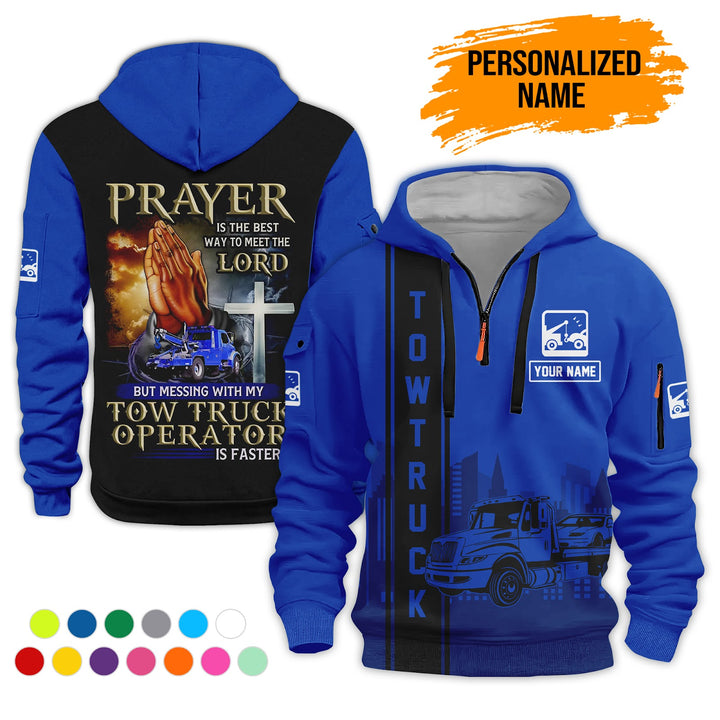 Personalized Name Tow Truck American 3D Quarter Zip Hoodie AZ781