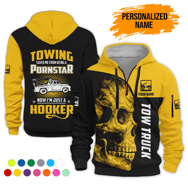 Personalized Name Tow Truck American 3D Quarter Zip Hoodie AZ783
