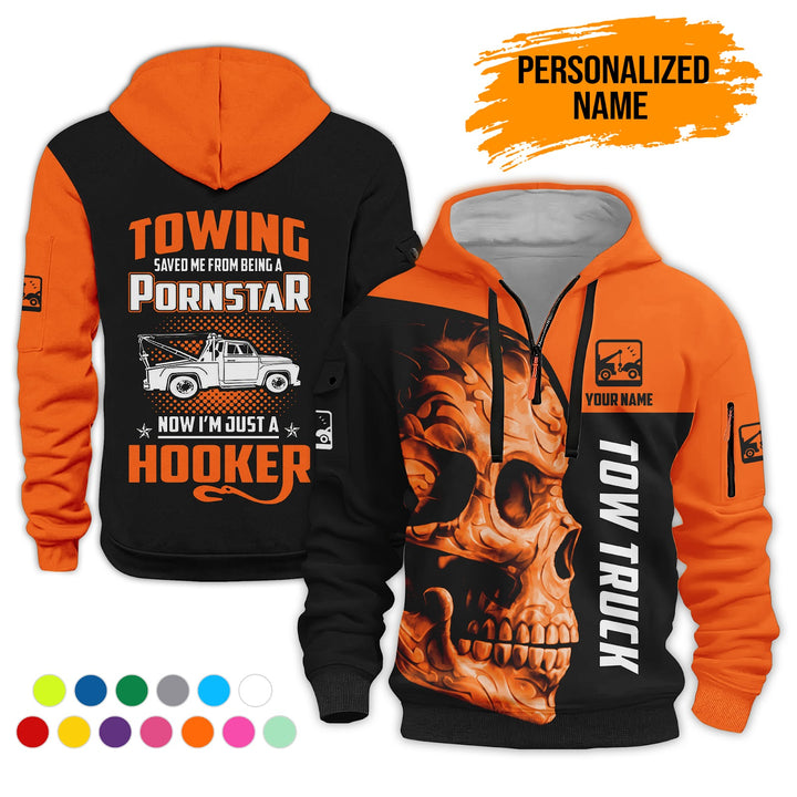 Personalized Name Tow Truck American 3D Quarter Zip Hoodie AZ783