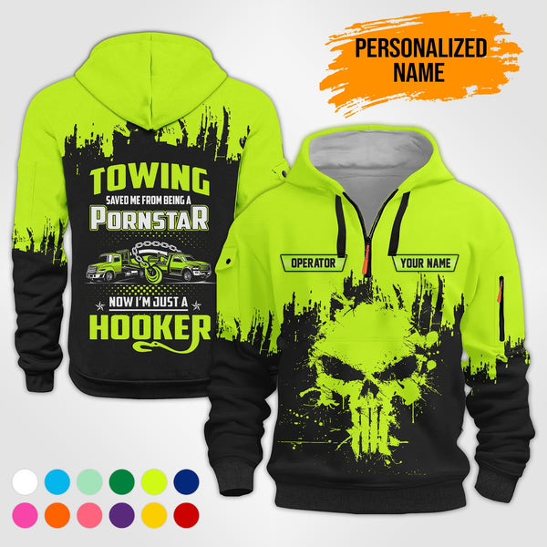 Personalized Name Tow Truck American 3D Quarter Zip Hoodie  AU50