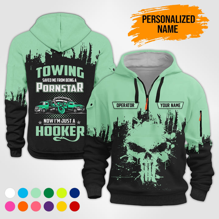Personalized Name Tow Truck American 3D Quarter Zip Hoodie  AU50