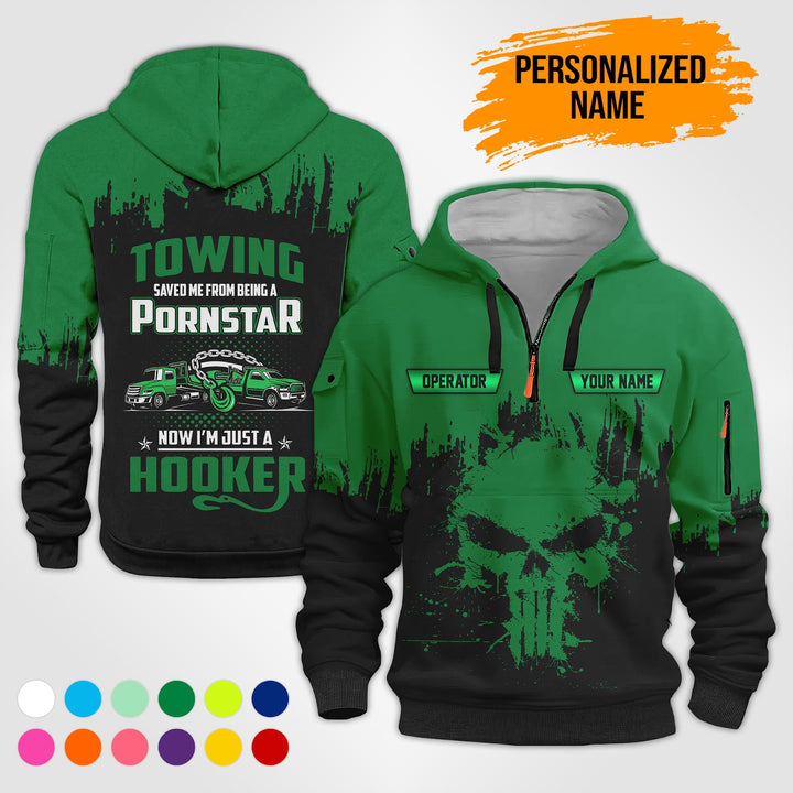 Personalized Name Tow Truck American 3D Quarter Zip Hoodie  AU50