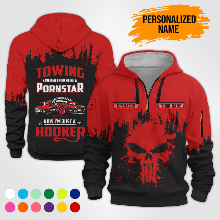 Personalized Name Tow Truck American 3D Quarter Zip Hoodie  AU50
