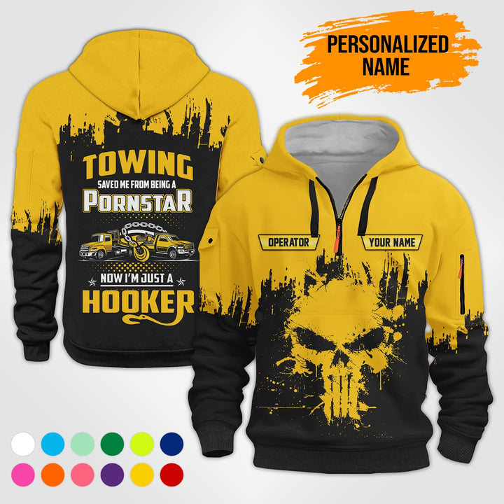 Personalized Name Tow Truck American 3D Quarter Zip Hoodie  AU50