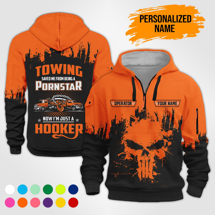 Personalized Name Tow Truck American 3D Quarter Zip Hoodie  AU50