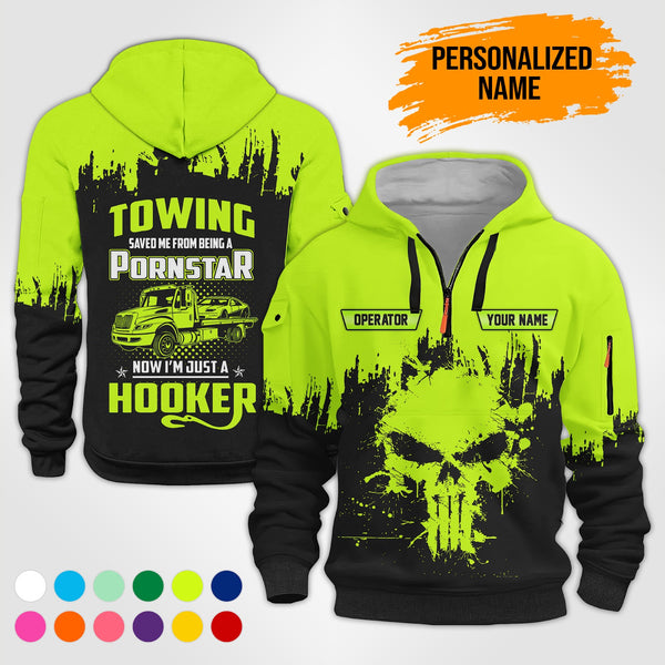 Personalized Name Tow Truck American 3D Quarter Zip Hoodie AU49
