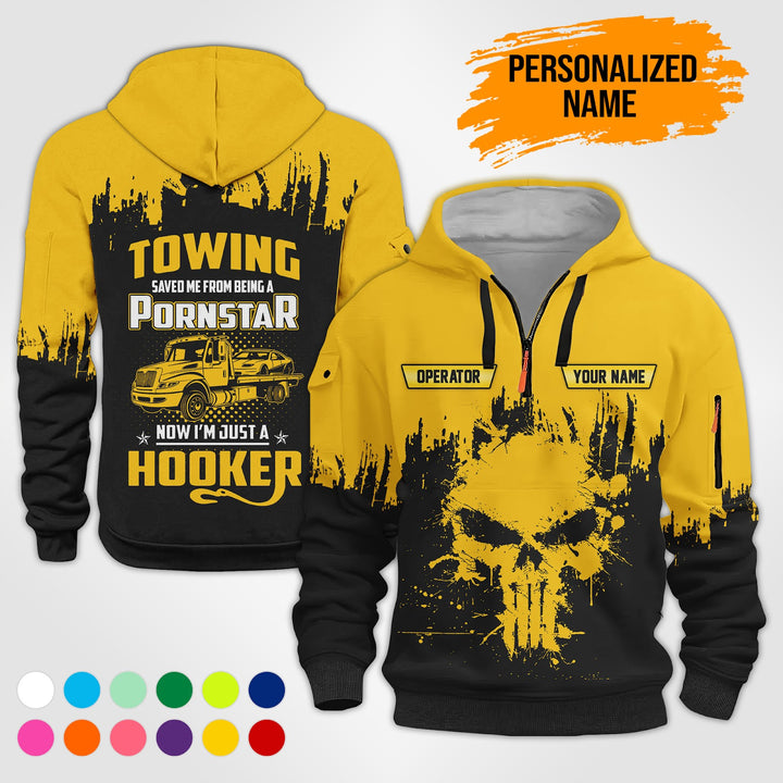 Personalized Name Tow Truck American 3D Quarter Zip Hoodie AU49