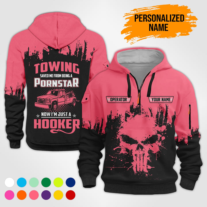 Personalized Name Tow Truck American 3D Quarter Zip Hoodie  AU51