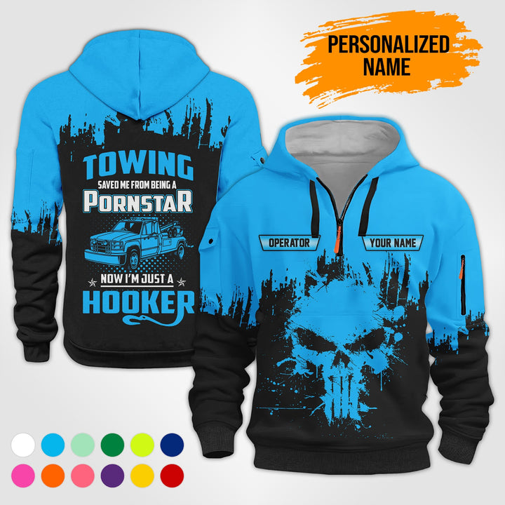 Personalized Name Tow Truck American 3D Quarter Zip Hoodie  AU51