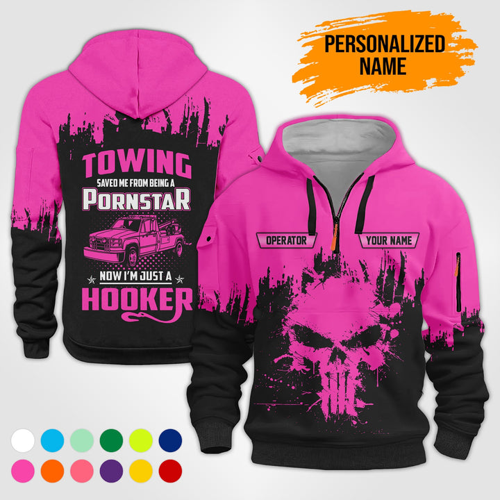 Personalized Name Tow Truck American 3D Quarter Zip Hoodie  AU51