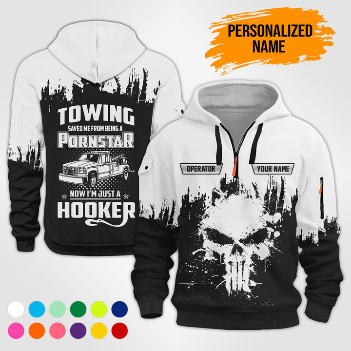 Personalized Name Tow Truck American 3D Quarter Zip Hoodie  AU51