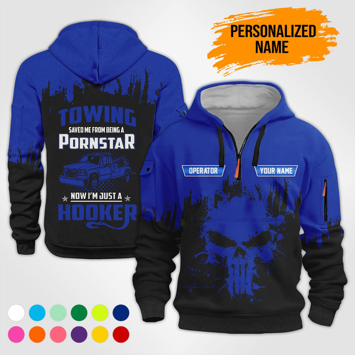 Personalized Name Tow Truck American 3D Quarter Zip Hoodie  AU51