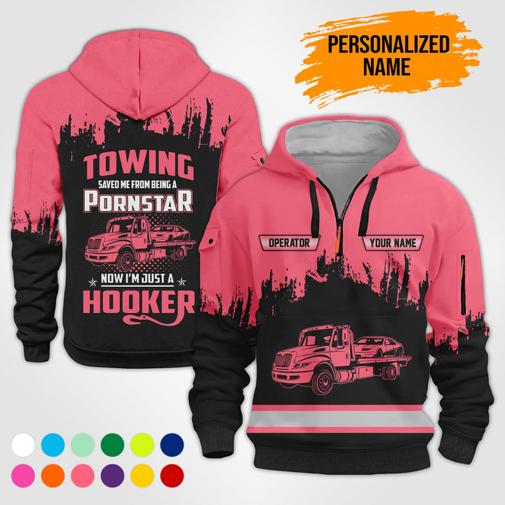 Personalized Name Tow Truck American 3D Quarter Zip Hoodie AU52