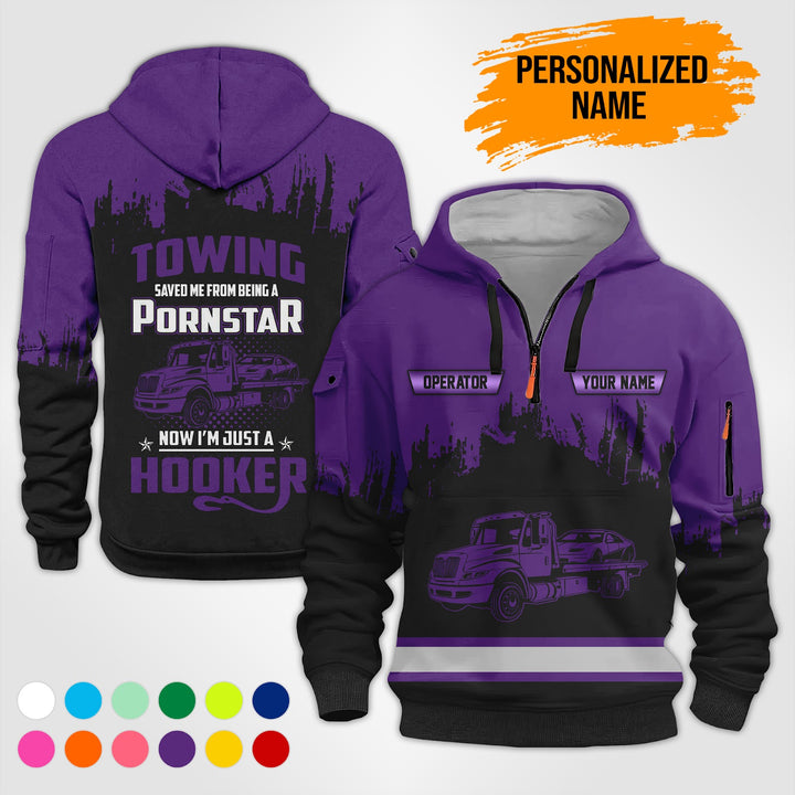 Personalized Name Tow Truck American 3D Quarter Zip Hoodie AU52