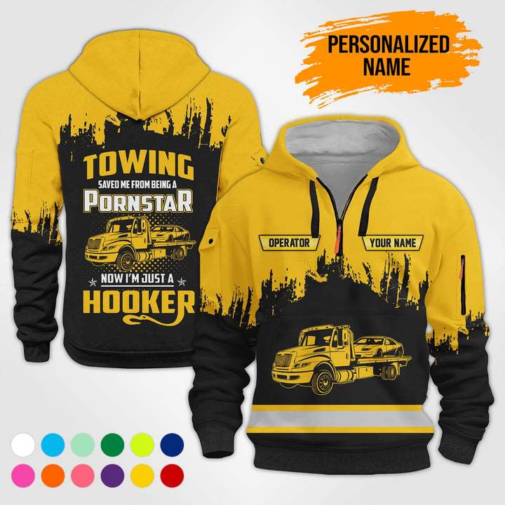 Personalized Name Tow Truck American 3D Quarter Zip Hoodie AU52