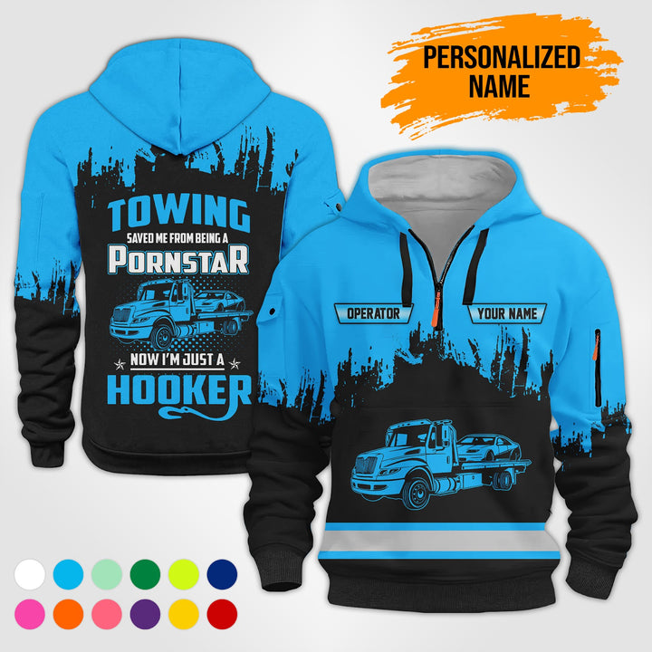 Personalized Name Tow Truck American 3D Quarter Zip Hoodie AU52