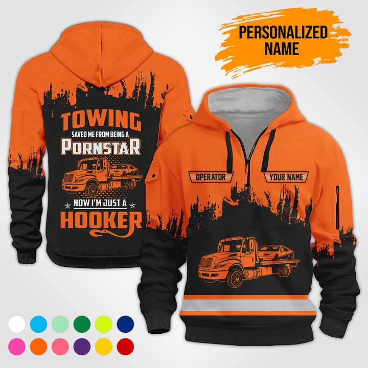 Personalized Name Tow Truck American 3D Quarter Zip Hoodie AU52