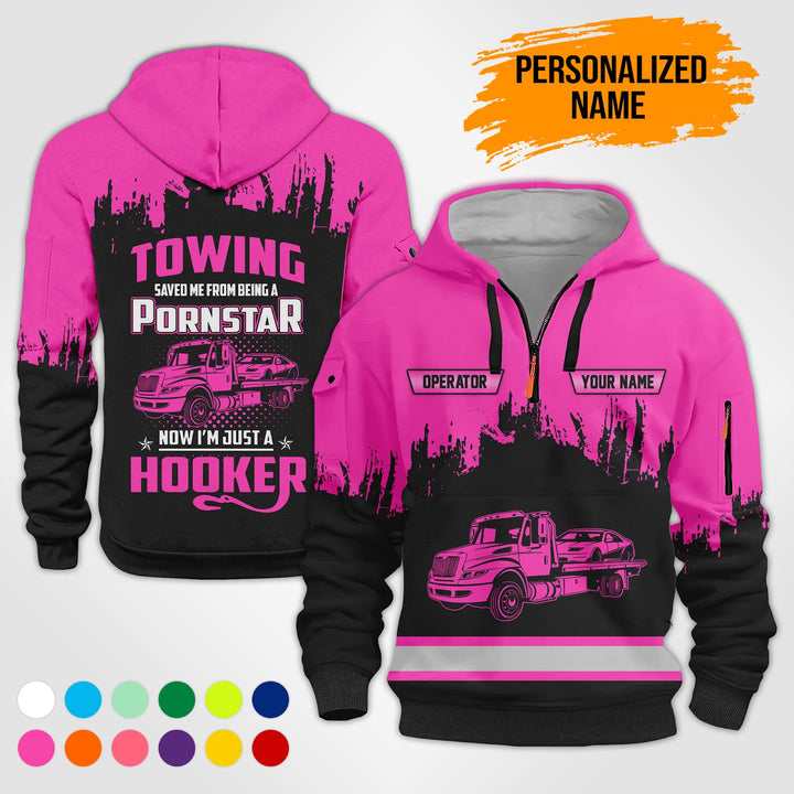 Personalized Name Tow Truck American 3D Quarter Zip Hoodie AU52