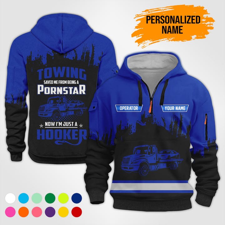 Personalized Name Tow Truck American 3D Quarter Zip Hoodie AU52