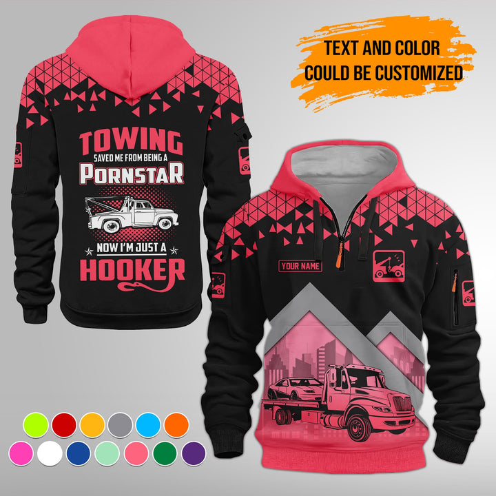 Personalized Name Tow Truck American 3D Quarter Zip Hoodie FY762