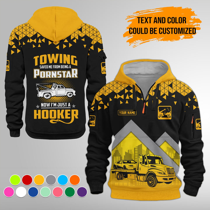 Personalized Name Tow Truck American 3D Quarter Zip Hoodie FY762