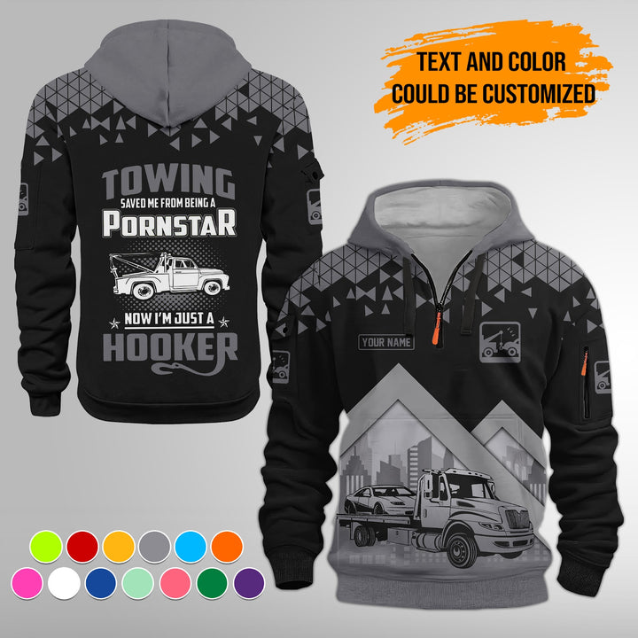 Personalized Name Tow Truck American 3D Quarter Zip Hoodie FY762