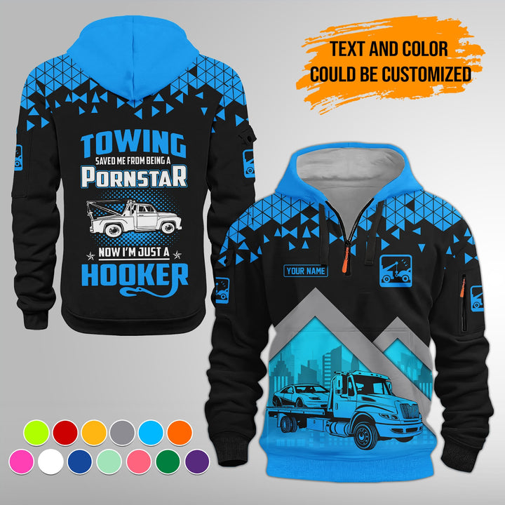 Personalized Name Tow Truck American 3D Quarter Zip Hoodie FY762