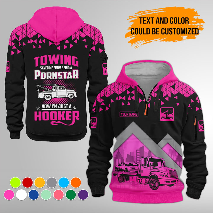 Personalized Name Tow Truck American 3D Quarter Zip Hoodie FY762