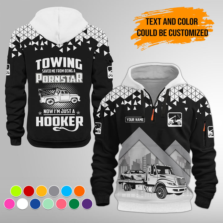 Personalized Name Tow Truck American 3D Quarter Zip Hoodie FY762