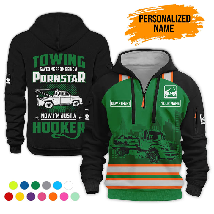 Personalized Name Tow Truck American 3D Quarter Zip Hoodie AZ794